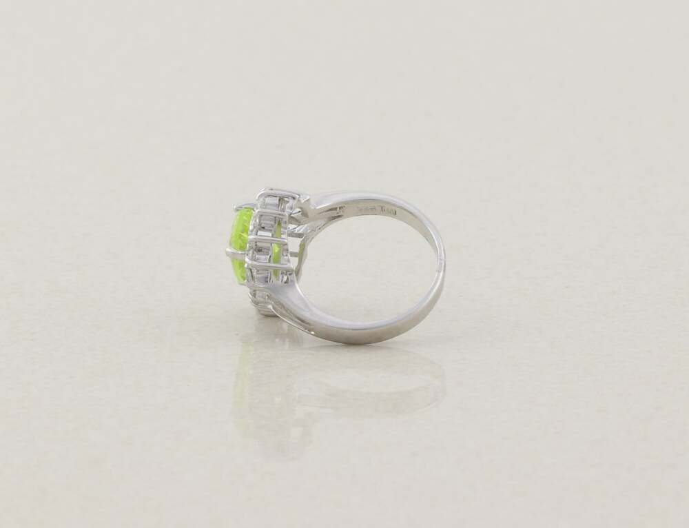 Sterling Silver Sparkly Pear Cut Yellow White Cubic Zirconia Halo Ring 7 1/2 - Picture 7 of 7